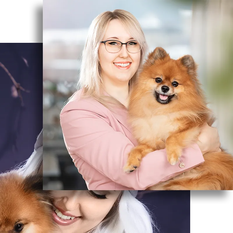 Portrait Eveline Birrer mit Pomeranian Arlen